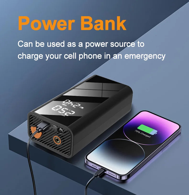 Arrancador de Coche EAFC 1200A con Compresor 150 PSI – Power Bank Portátil de Emergencia