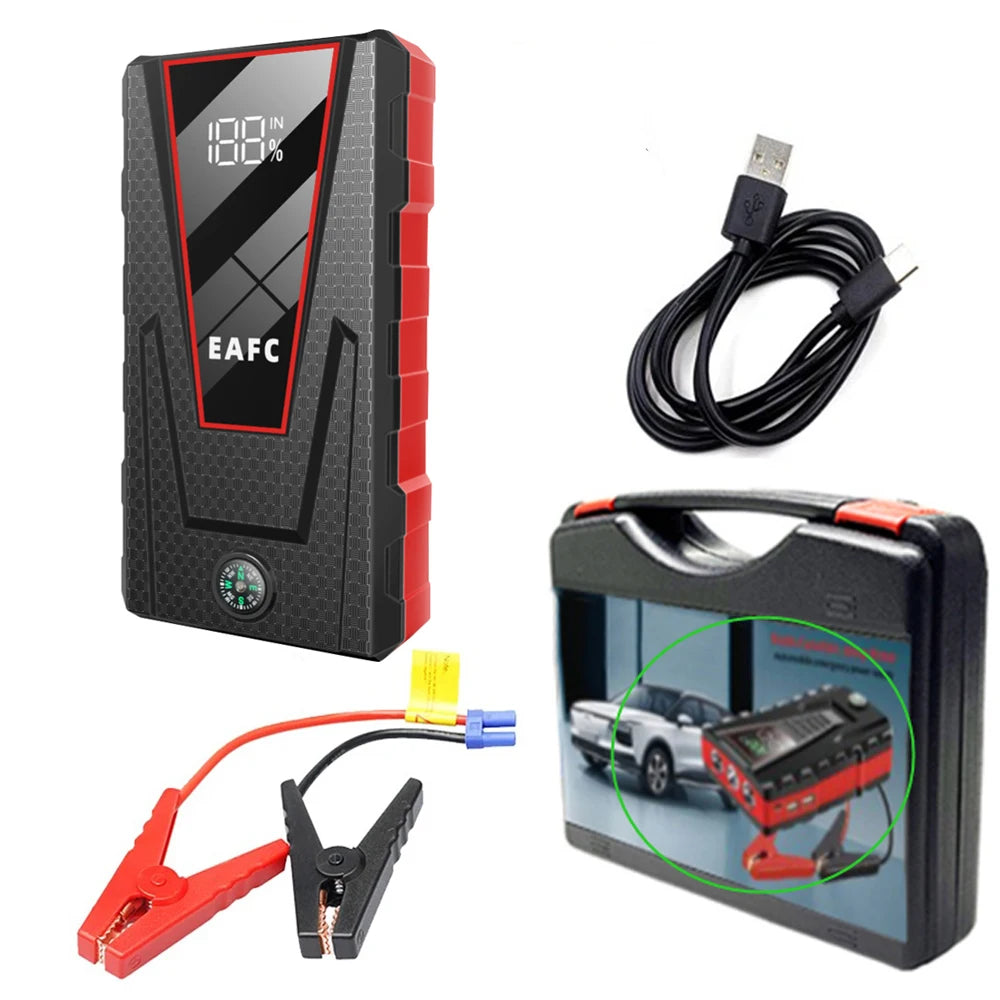 Arrancador de Coche EAFC 1200A 8000mAh – Booster Batería 12V Portátil con Power Bank