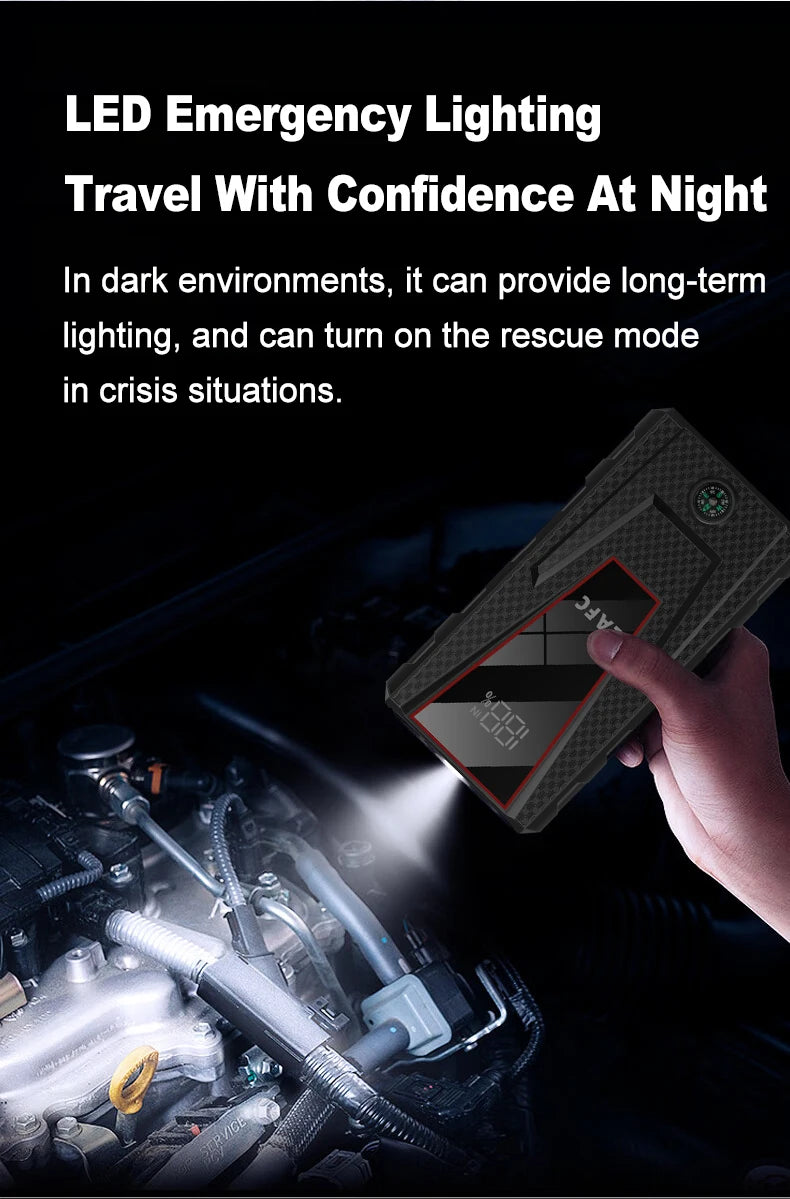 Arrancador de Coche EAFC 1200A 8000mAh – Booster Batería 12V Portátil con Power Bank