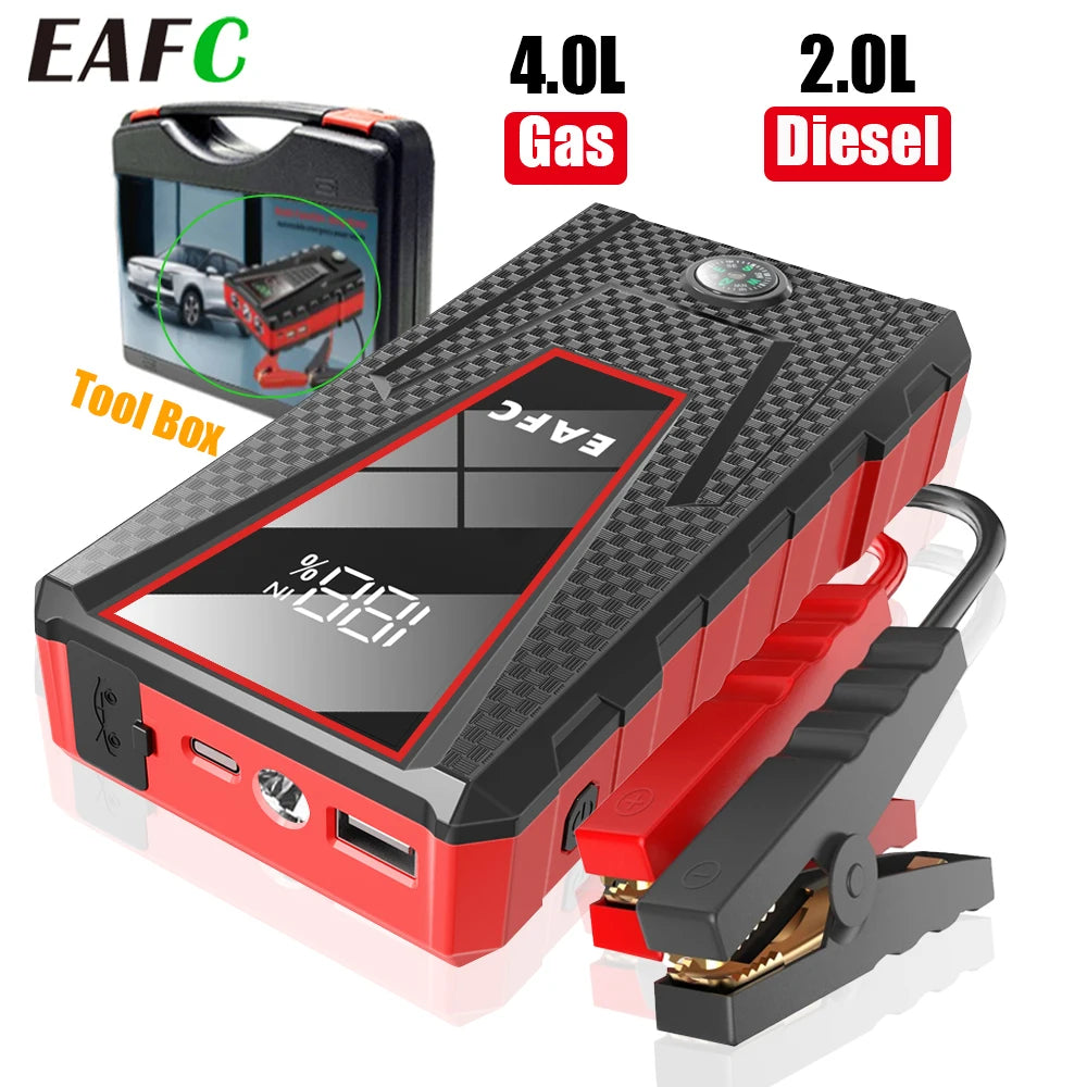 Arrancador de Coche EAFC 1200A 8000mAh – Booster Batería 12V Portátil con Power Bank