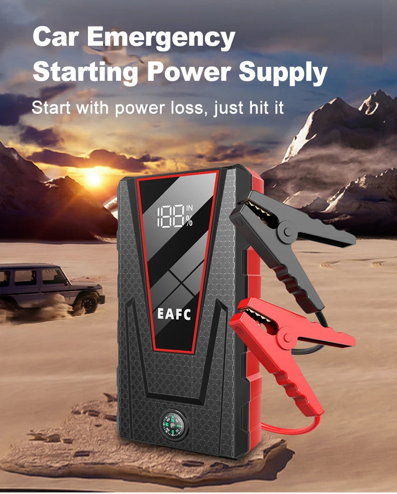 Arrancador de Coche EAFC 1200A 8000mAh – Booster Batería 12V Portátil con Power Bank