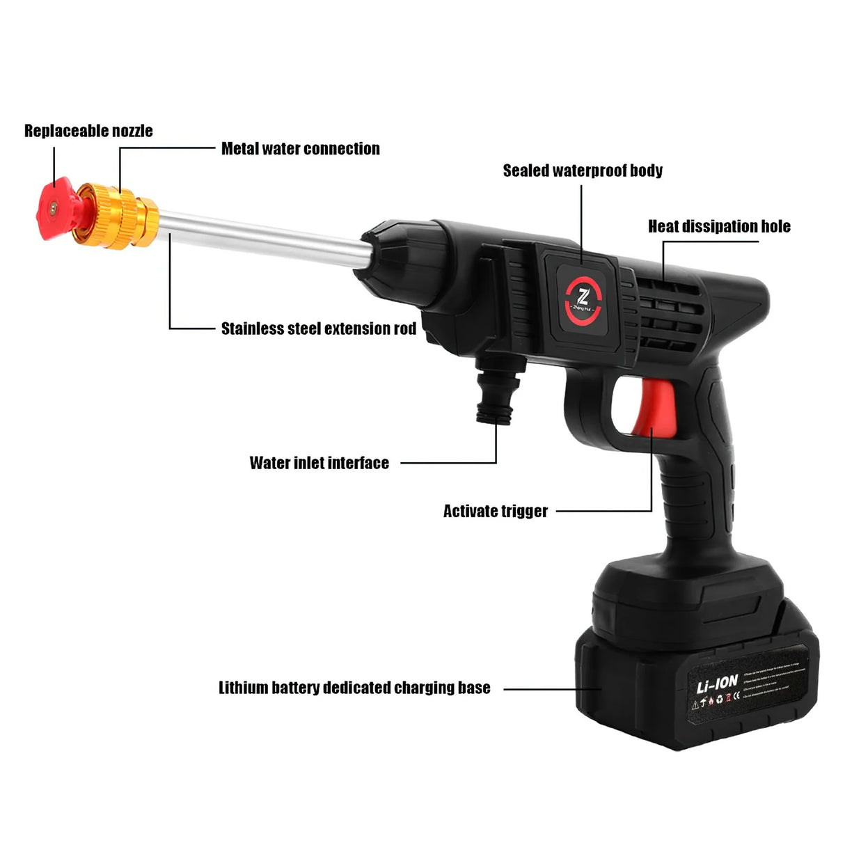 Pistola Hidrolimpiadora Inalámbrica 50 Bar 200W – Lavadora a Batería Compatible Makita 18V