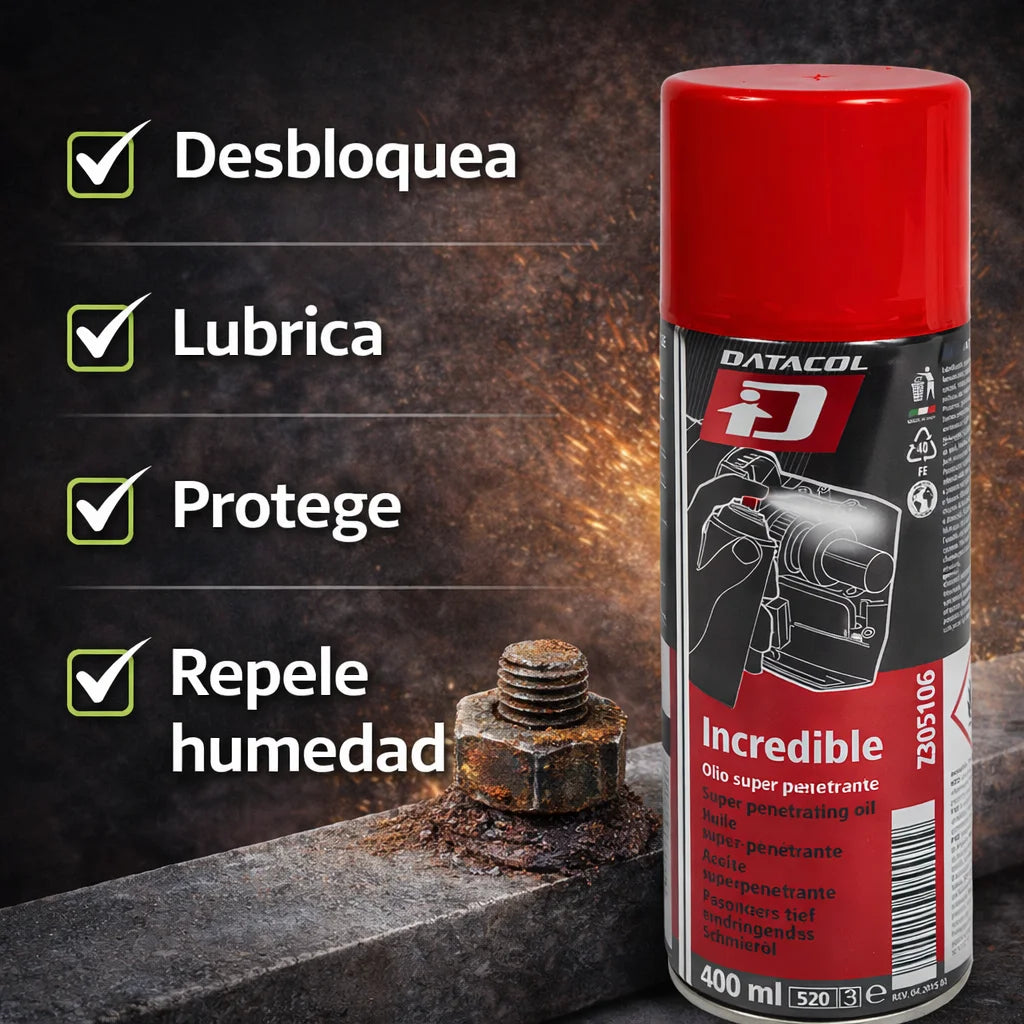 Spray Aflojatodo DATACOL 400 ml 5 en 1 – Aceite Penetrante Desbloqueante para Tornillos Oxidados