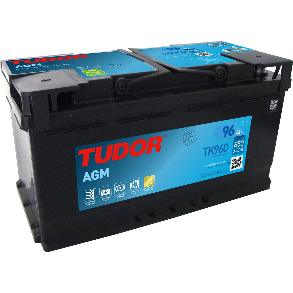 Batería Tudor TK960 96Ah H8 AGM Start-Stop – Alta Capacidad para Vehículos Modernos