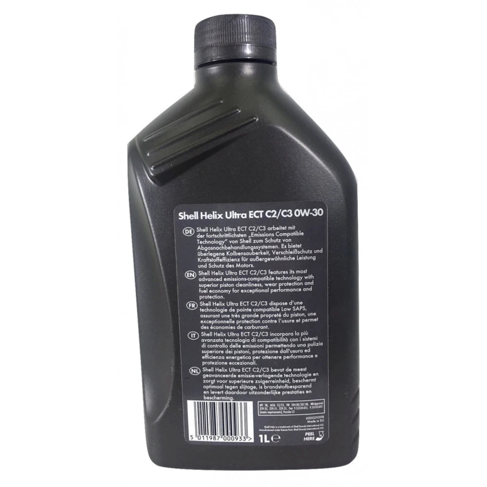 Aceite de Motor Shell Helix Ultra ECT C2/C3 0W-30 1L – Tecnología 100% Sintética para Máxima Protección