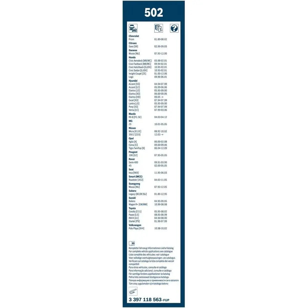 Escobillass Limpiaparabrisas Bosch Twin 502 500mm/450mm