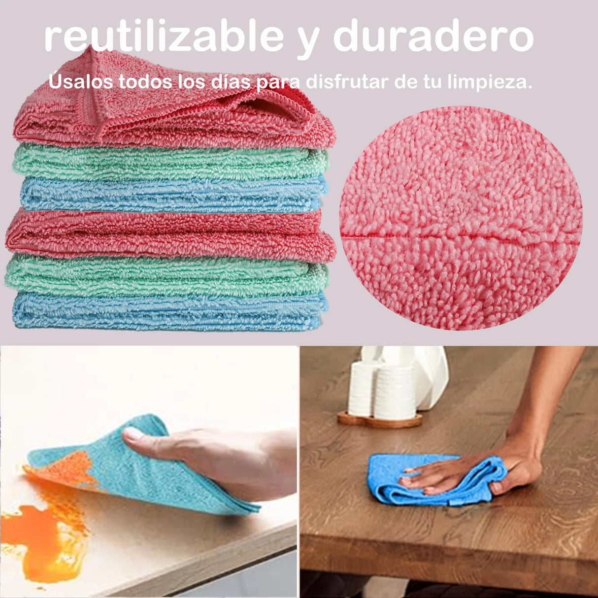 Bayetas de Microfibra 12/24/48 Unidades – Paños de Limpieza Reutilizables sin Rayas para Hogar y Coche