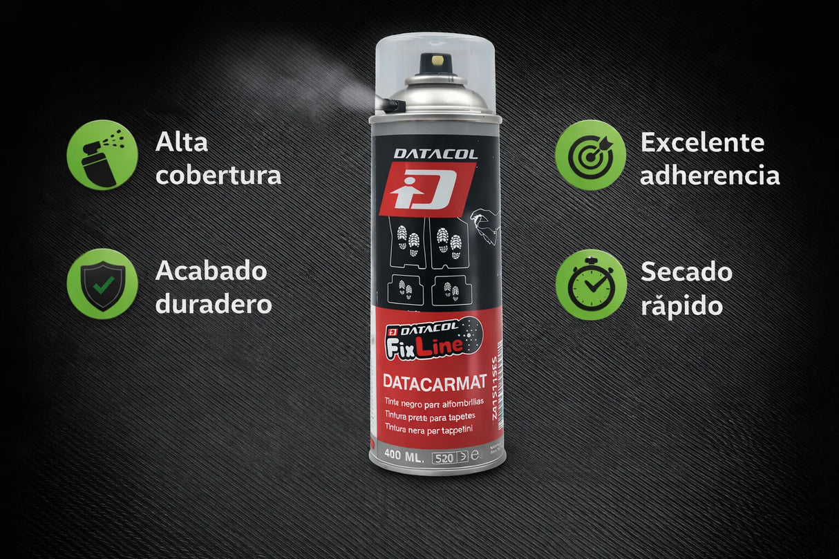 Tinte para Alfombrillas Datacol DataCarmat 400 ml – Spray Restaurador Negro de Secado Rápido para Textil y Caucho