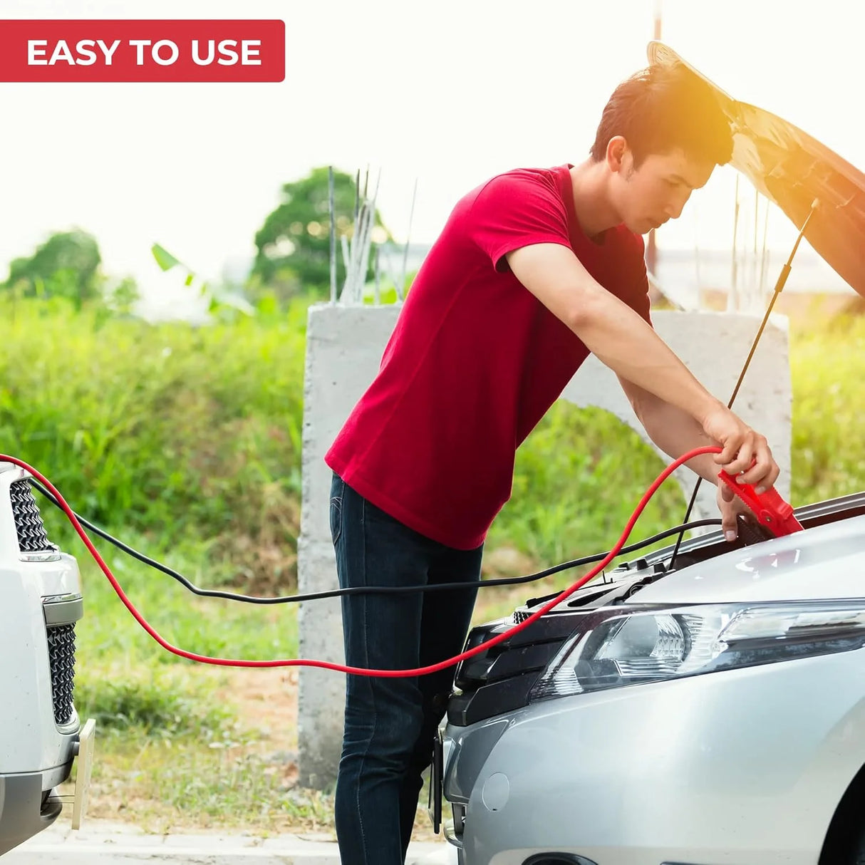 Pinzas de Arranque 1200A para Coche y Moto – Cable de Batería 2,5m 12mm con Bolsa de Transporte
