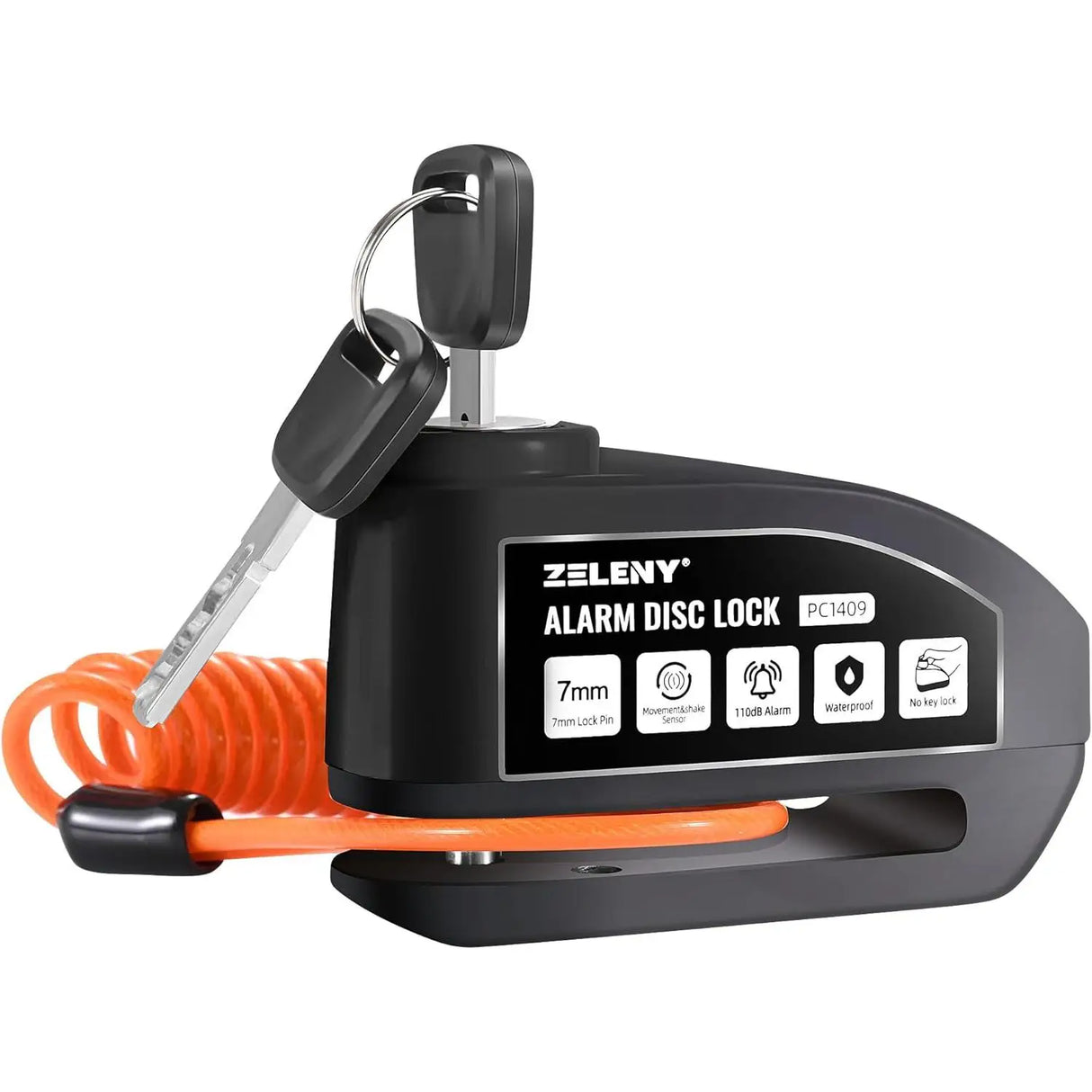 Candado de Disco para Moto con Alarma 110 dB – Antirrobo para Freno con Pasador 7 mm, Incluye Bolsa de Transporte