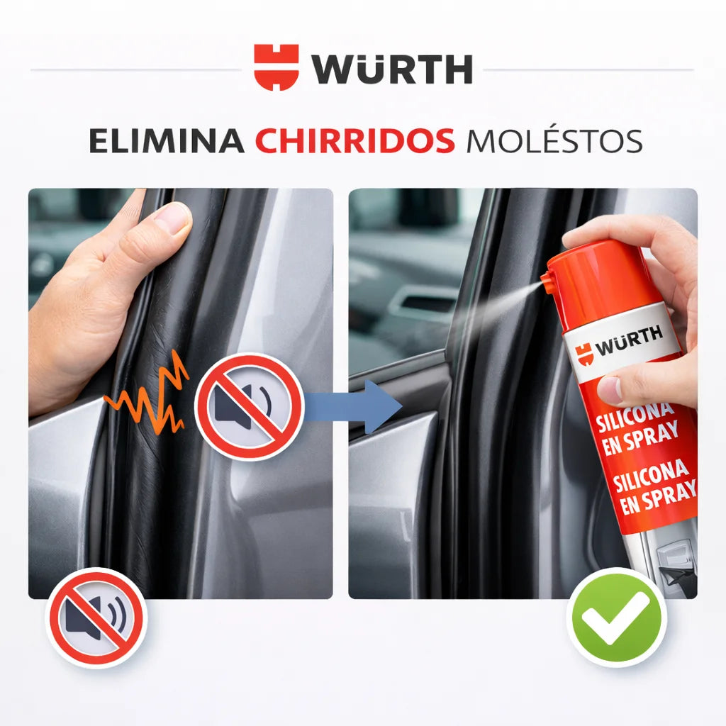 WÜRTH Silicona en Spray Incoloro 500ml - Lubricante para Plástico, Caucho y Metal | Protección Duradera y Anti-estática