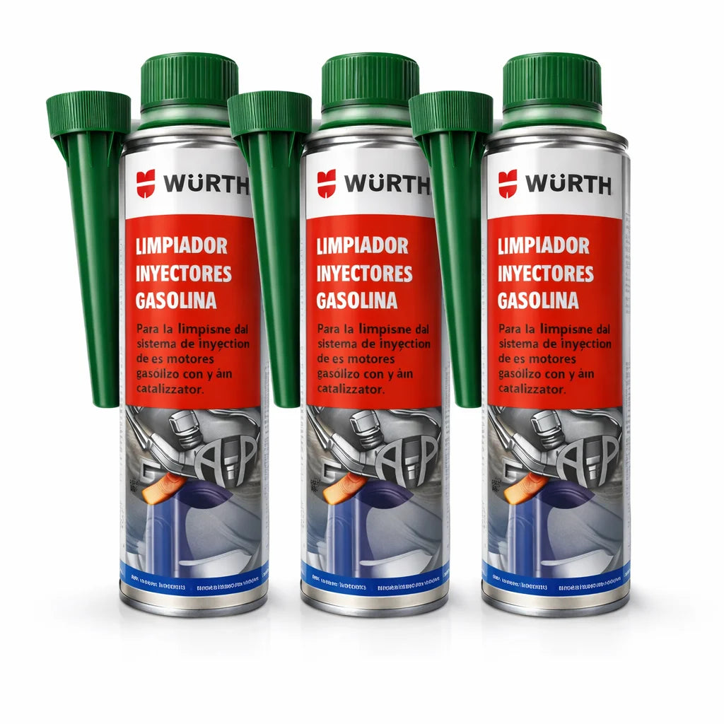 Aditivo Limpia Inyectores Gasolina Würth 300 ml – Limpia Sistema, Mejora Rendimiento y Reduce Consumo