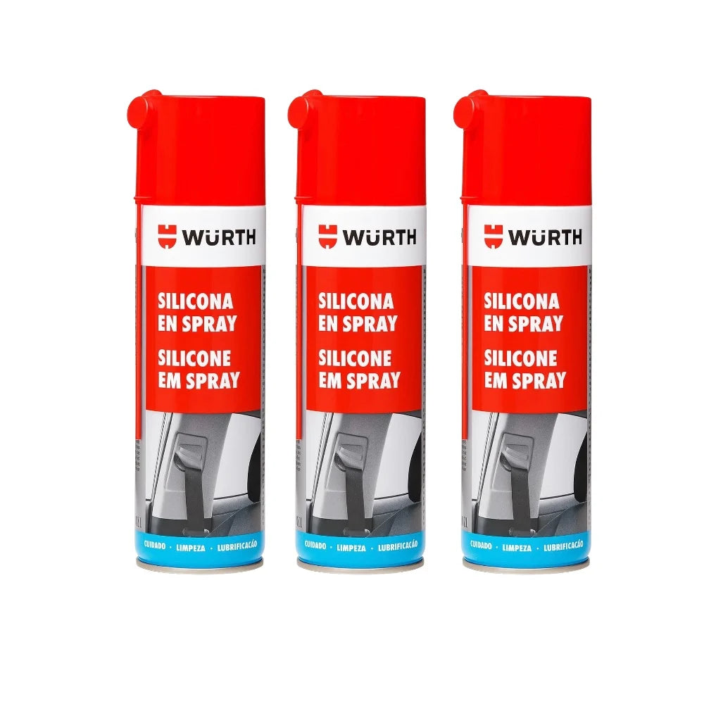 WÜRTH Silicona en Spray Incoloro 500ml - Lubricante para Plástico, Caucho y Metal | Protección Duradera y Anti-estática