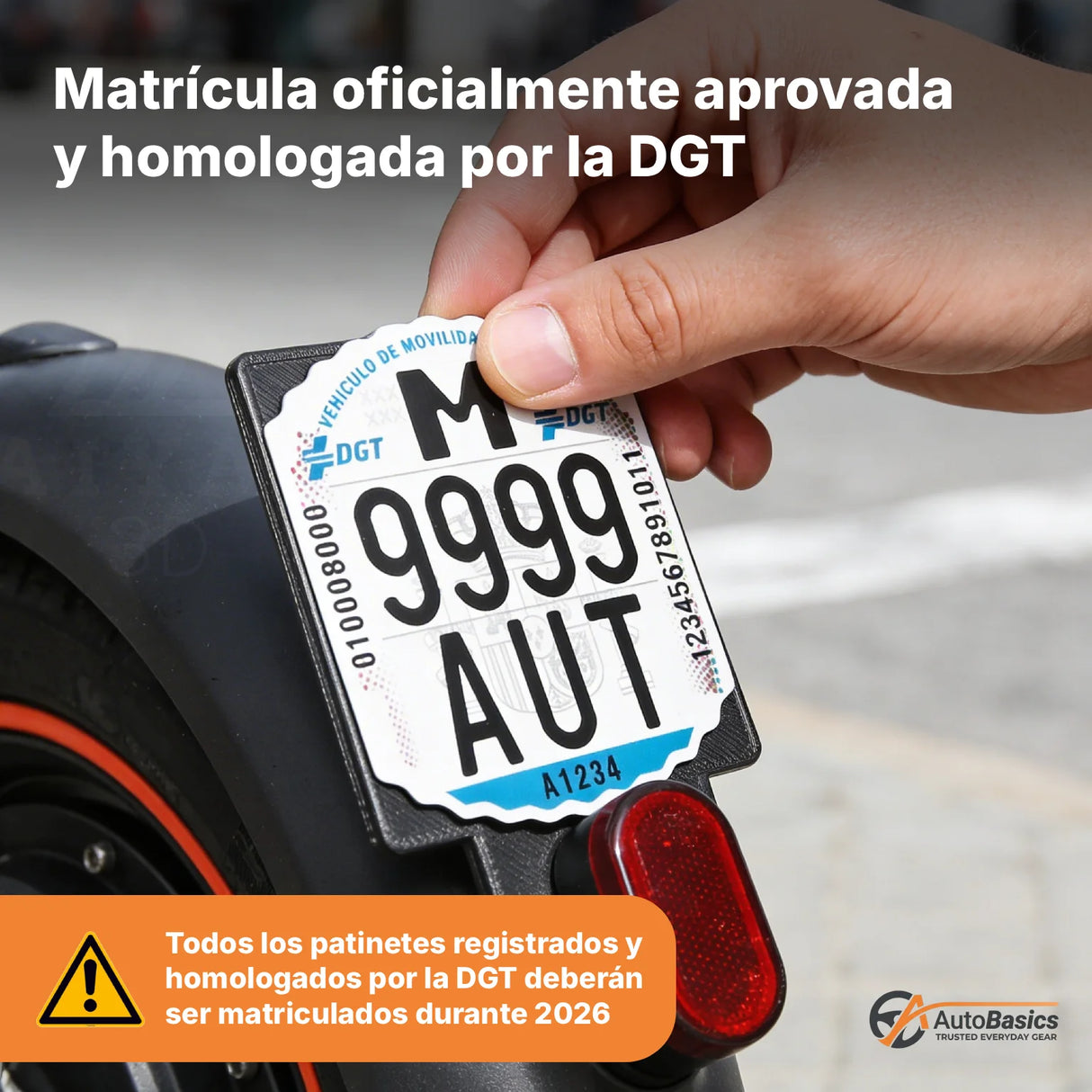 Matrícula Patinete Eléctrico VMP Homologada DGT 2026 – Placa Identificativa Obligatoria para Vehículos de Movilidad Personal, Resistente y Fácil Instalación