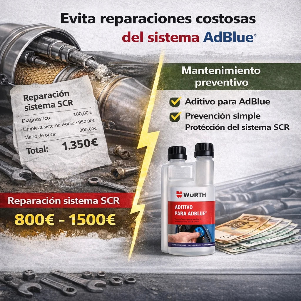 Aditivo Würth AdBlue 250 ml – Anticristalizante SCR Diésel, Limpia Sistema y Previene Cristalización (Hasta 100L)