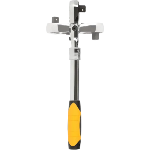 Llave de Carraca Reversible y Articulada con 3 Posiciones 175mm/200mm/225mm para Automoción - FORCH Cabeza Articulada con Bloqueo en 10 Posiciones y Dentado Fino - Carraca reversible articulada telescópica - Herramienta