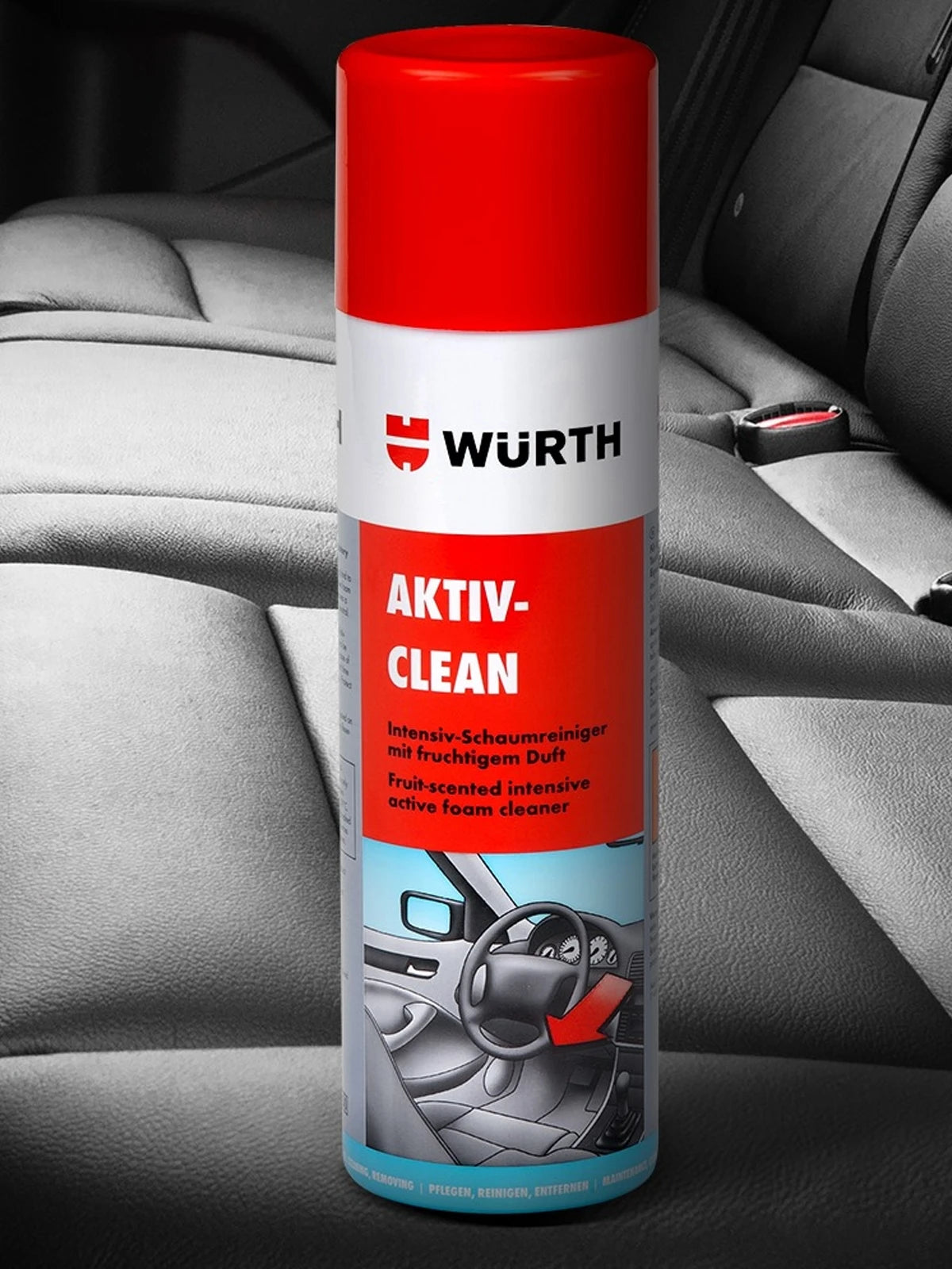 Limpiador en Espuma Würth Aktiv-Clean 500 ml – Limpieza Interior con Aroma Afrutado, Antiestático y Secado Rápido