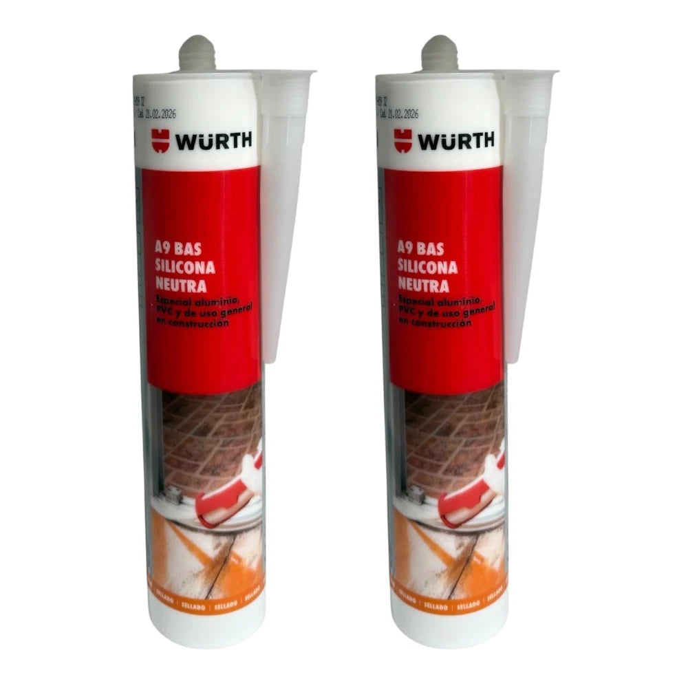 Silicona Blanca Neutra Würth A9 BAS 310 ml – Sellador Profesional para Aluminio, PVC y Construcción