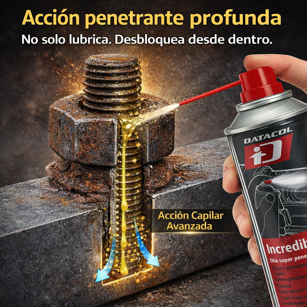 Spray Aflojatodo DATACOL 400 ml 5 en 1 – Aceite Penetrante Desbloqueante para Tornillos Oxidados