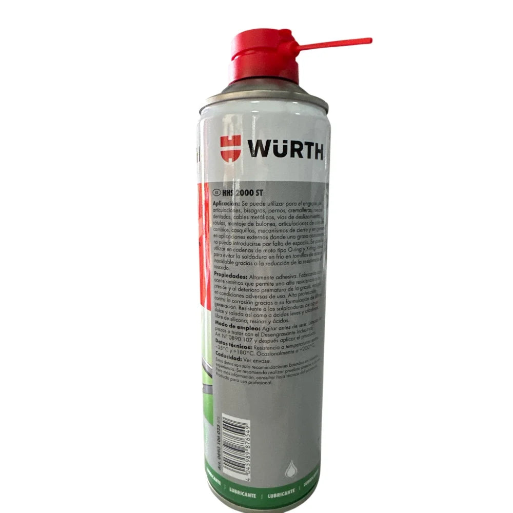 Grasa Líquida Würth HHS 2000 ST 500ml – Lubricante Sintético de Alta Adherencia, Resistente a Presión y Temperatura