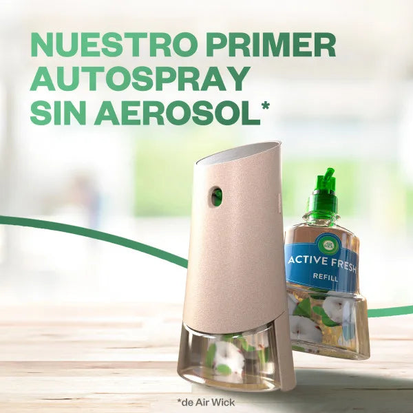 Air Wick Active Fresh Spray Automático – Dispositivo + Recambio Ambientador Vainilla sin Aerosol para el Hogar
