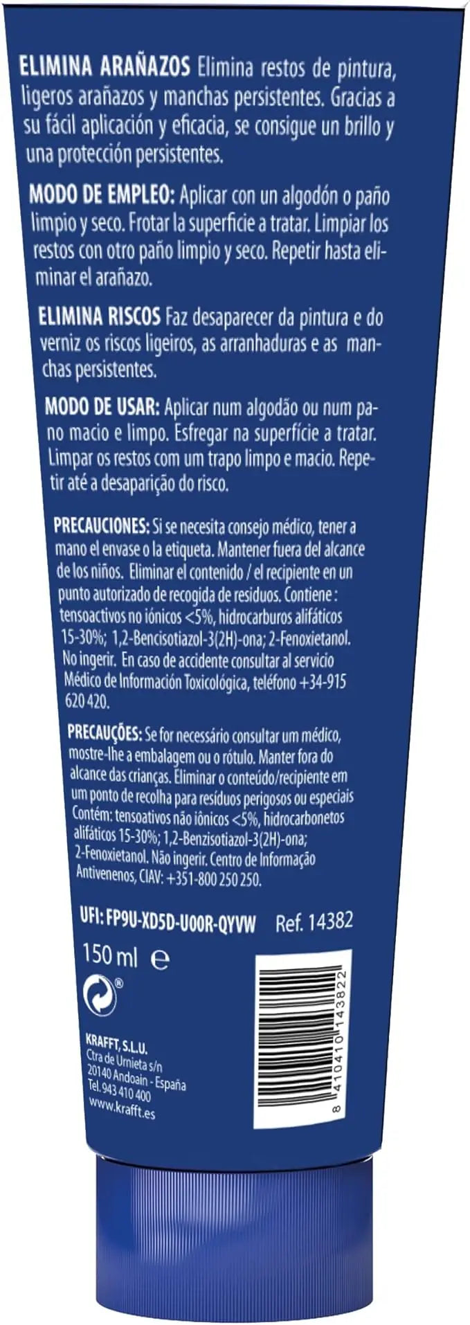 Eliminador de Arañazos Krafft 150 ml – Reparador de Pintura para Rayones Leves