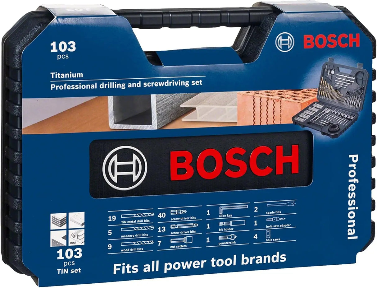 Set de Brocas Bosch 2608594070 – Juego Mixto Profesional 103 Piezas para Metal, Madera y Albañilería