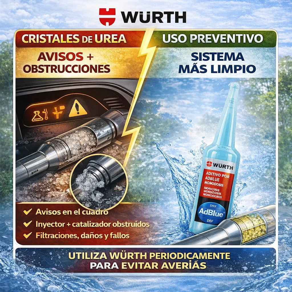 Aditivo Würth AdBlue Monodosis 20 ml – Anticristalizante para Sistema SCR y Mantenimiento del Depósito AdBlue