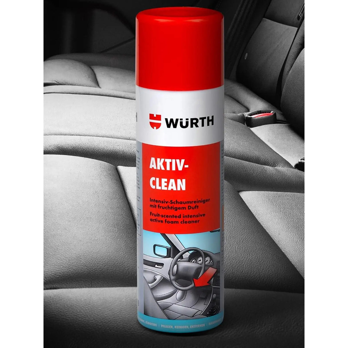 Limpiador en Espuma Würth Aktiv-Clean 500 ml – Limpieza Interior con Aroma Afrutado, Antiestático y Secado Rápido