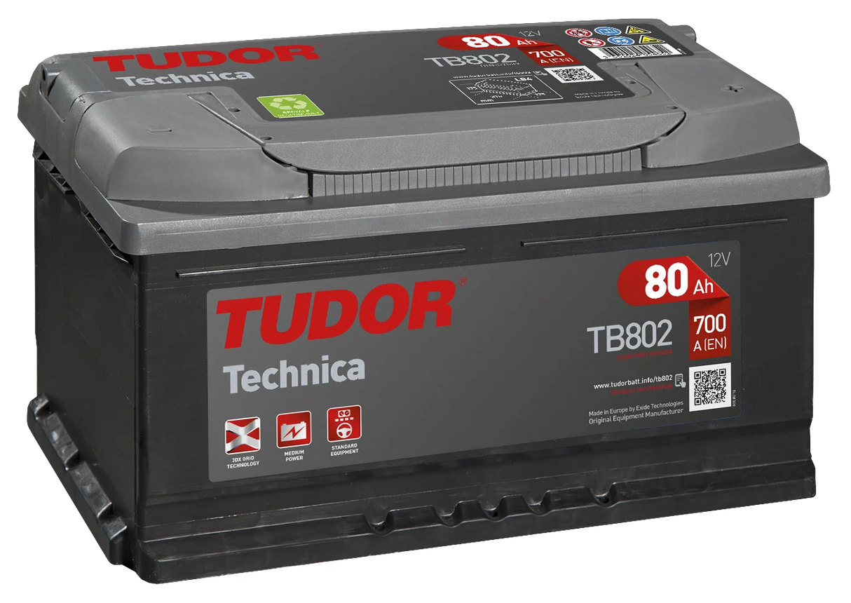 Batería Tudor TB802 80Ah T7 – Alta Potencia y Rendimiento Fiable