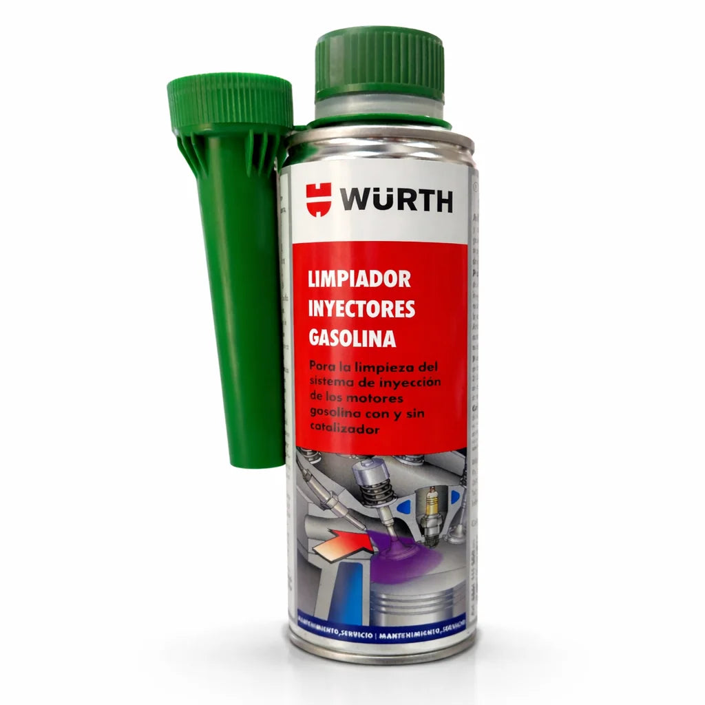 Aditivo Limpia Inyectores Gasolina Würth 300 ml – Limpia Sistema, Mejora Rendimiento y Reduce Consumo