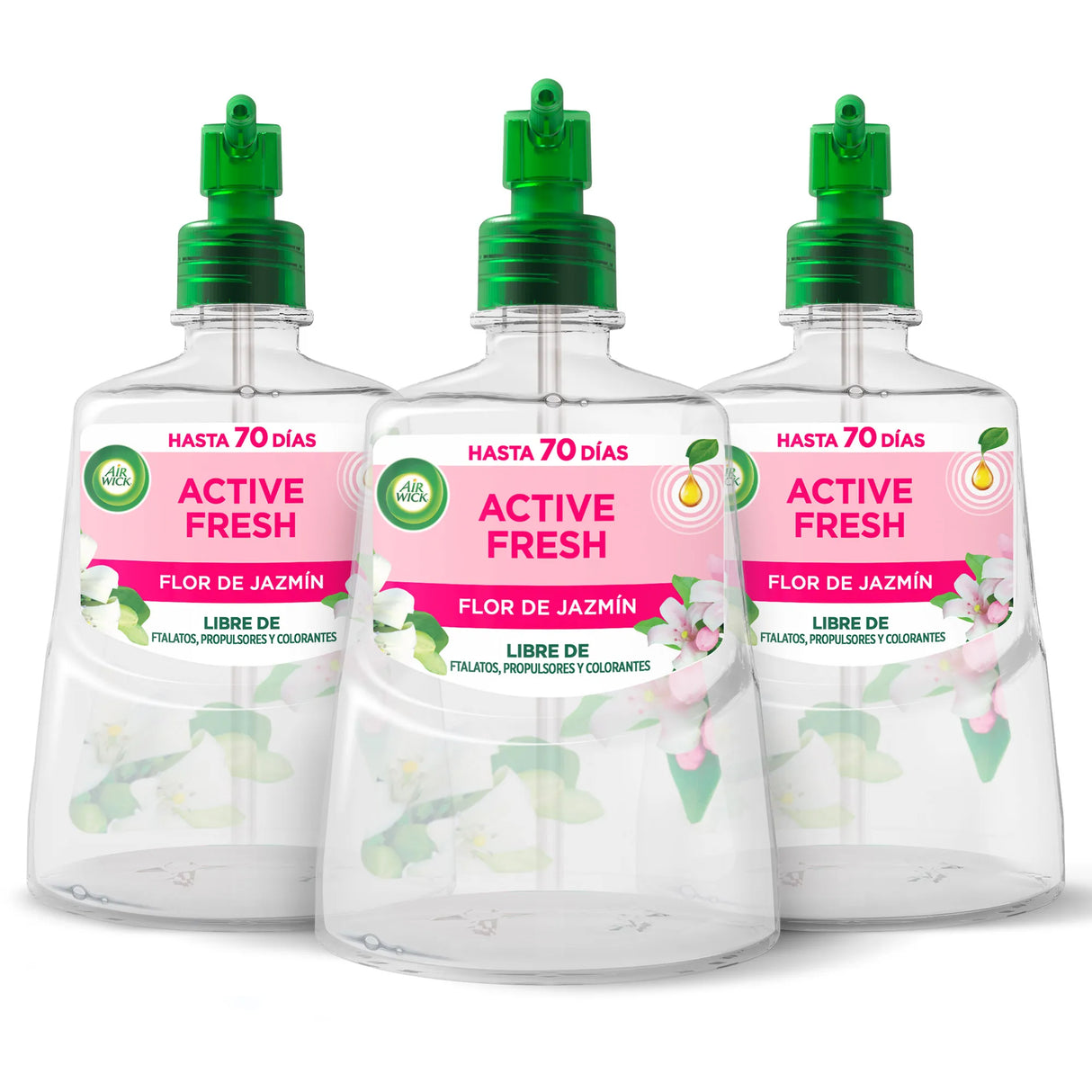 Air Wick Active Fresh Spray Automático sin Aerosol – Ambientador Flor de Jazmín con 3 Recambios para el Hogar
