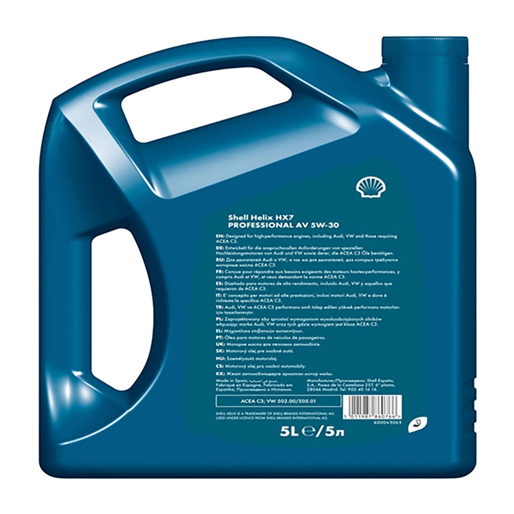 Shell Helix HX7 AV 5W30 5L – Aceite Sintético con Ahorro de Combustible