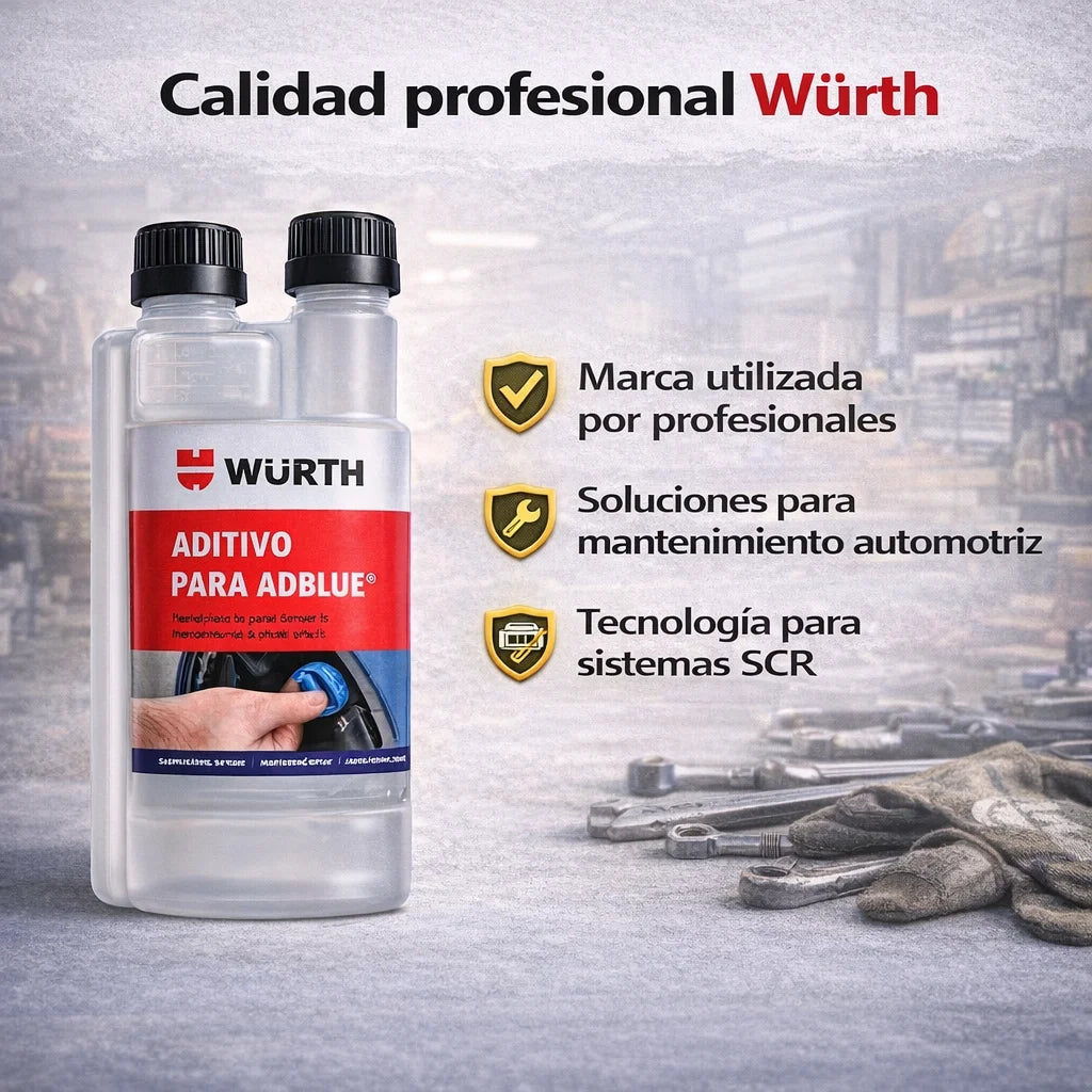 Aditivo Würth AdBlue 250 ml – Anticristalizante SCR Diésel, Limpia Sistema y Previene Cristalización (Hasta 100L)