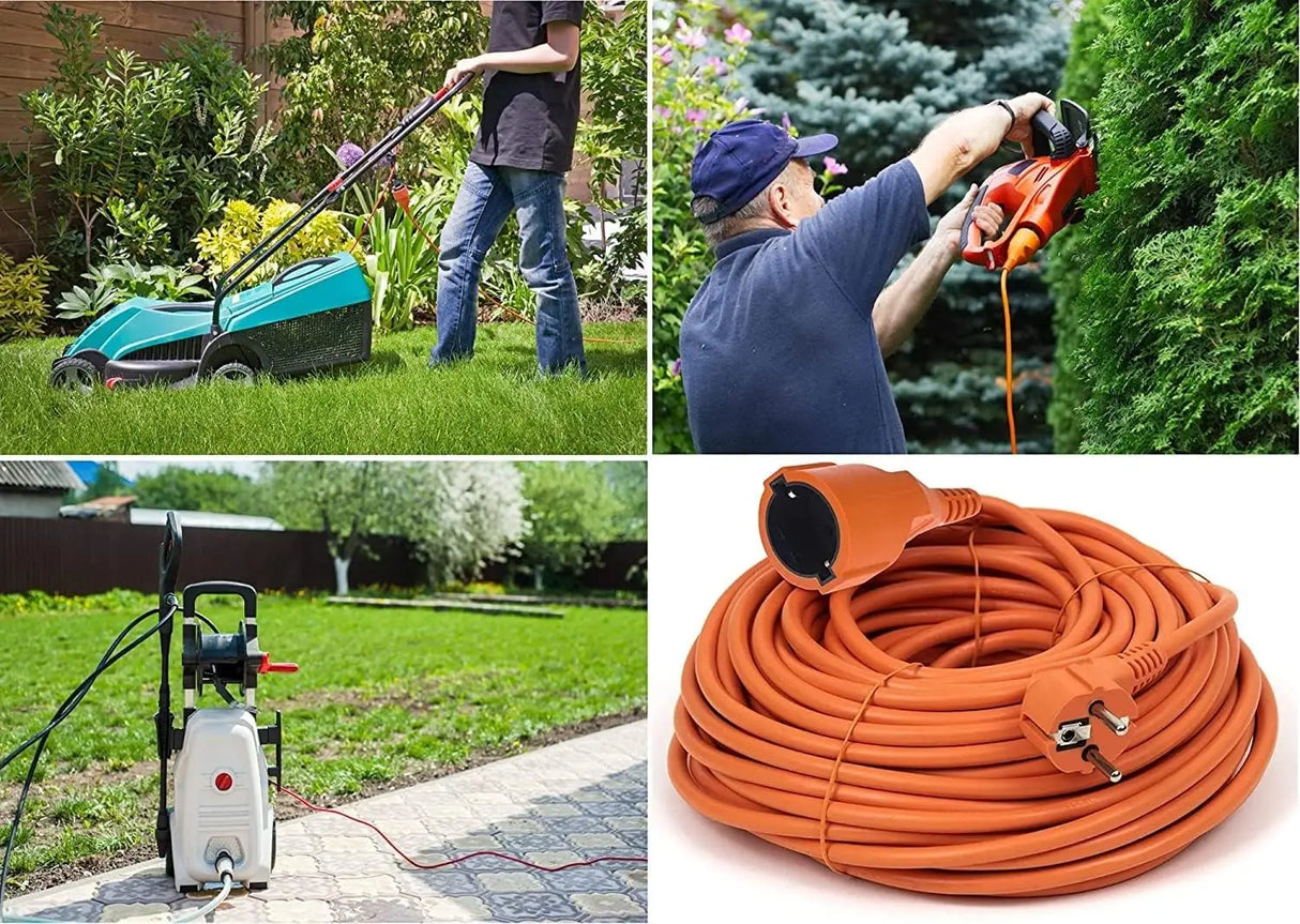 Alargador Eléctrico Naranja Alta Visibilidad | Cable Extensión Interior/Exterior Flexible y Seguro (5m, 15m, 20m, 30m)