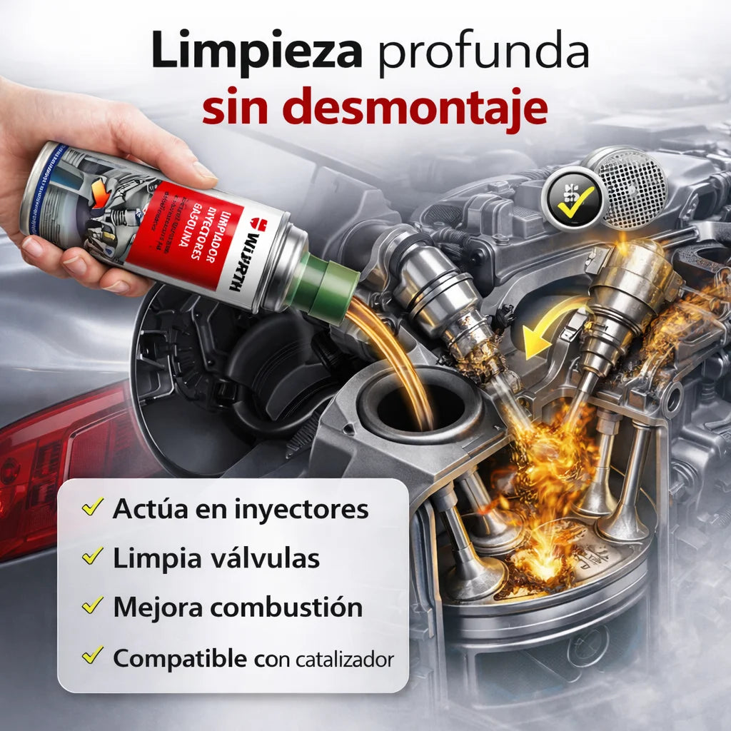 Aditivo Limpia Inyectores Gasolina Würth 300 ml – Limpia Sistema, Mejora Rendimiento y Reduce Consumo