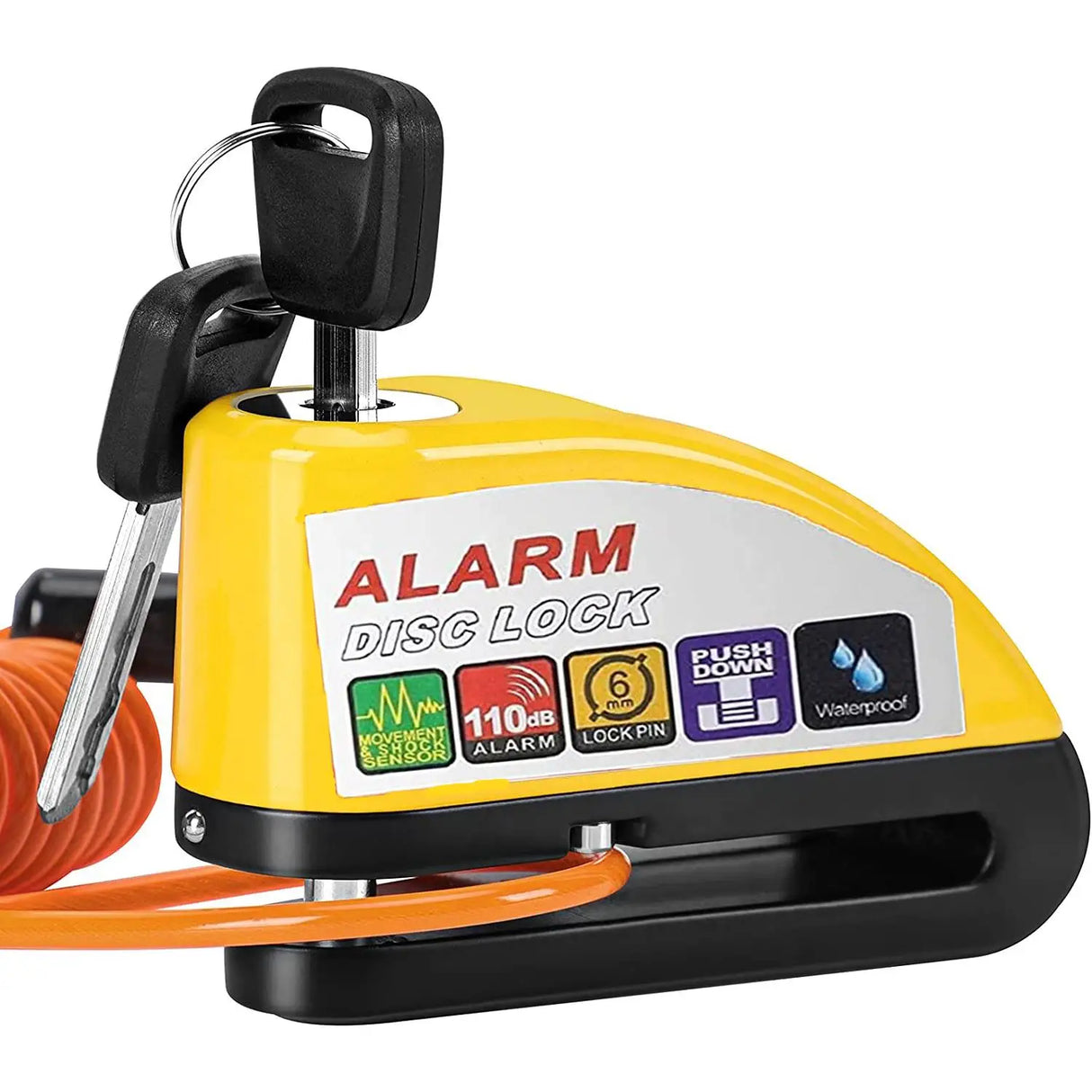 Candado de Disco para Moto con Alarma 110 dB – Antirrobo para Freno con Pasador 7 mm, Incluye Bolsa de Transporte