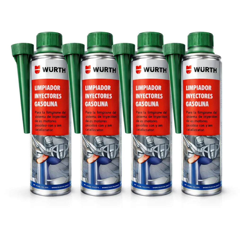 Aditivo Limpia Inyectores Gasolina Würth 300 ml – Limpia Sistema, Mejora Rendimiento y Reduce Consumo