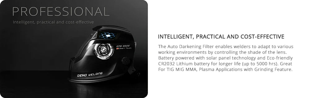 Casco de Soldadura DEKO Solar con Oscurecimiento Automático – Ajustable 4/9-13 para MIG/MMA