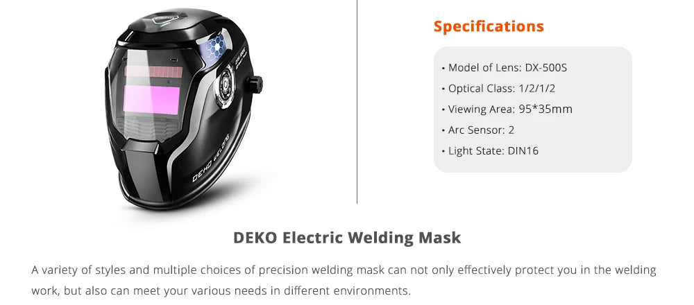 Casco de Soldadura DEKO Solar con Oscurecimiento Automático – Ajustable 4/9-13 para MIG/MMA