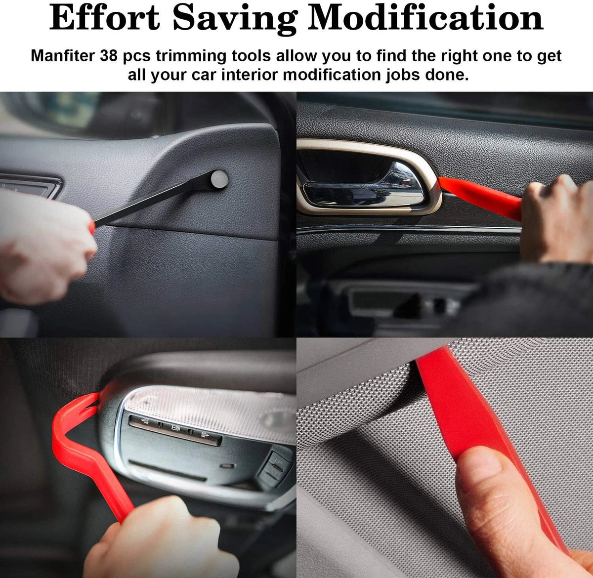 Estuche de herramientas de reparación para el automóvil, kit que incluye remache, clip, herramienta de extracción de embellecedor de panel de puerta, desmontaje de interior automático y palanca de coche