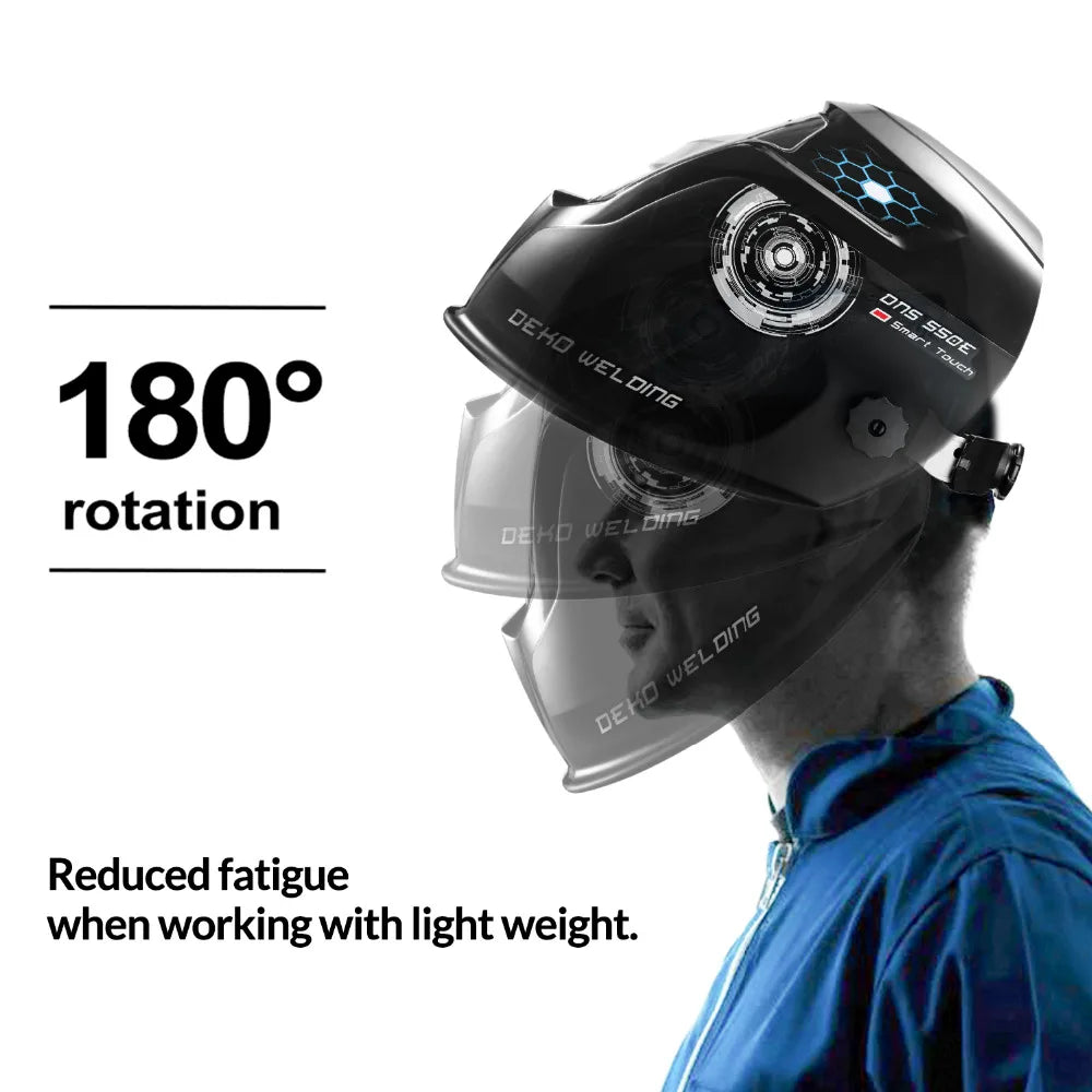 Casco de Soldadura DEKO Solar con Oscurecimiento Automático – Ajustable 4/9-13 para MIG/MMA