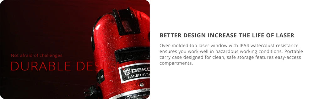 Nivel Láser DEKO LL5 5 Líneas + 6 Puntos – Autonivelante 360° con Luz Roja y Verde de Alta Visibilidad
