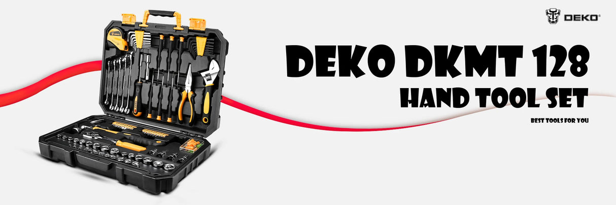 Maletín de Herramientas DEKO DKMT128/DKMT196 – Kit Completo de Bricolaje y Reparación con Caja