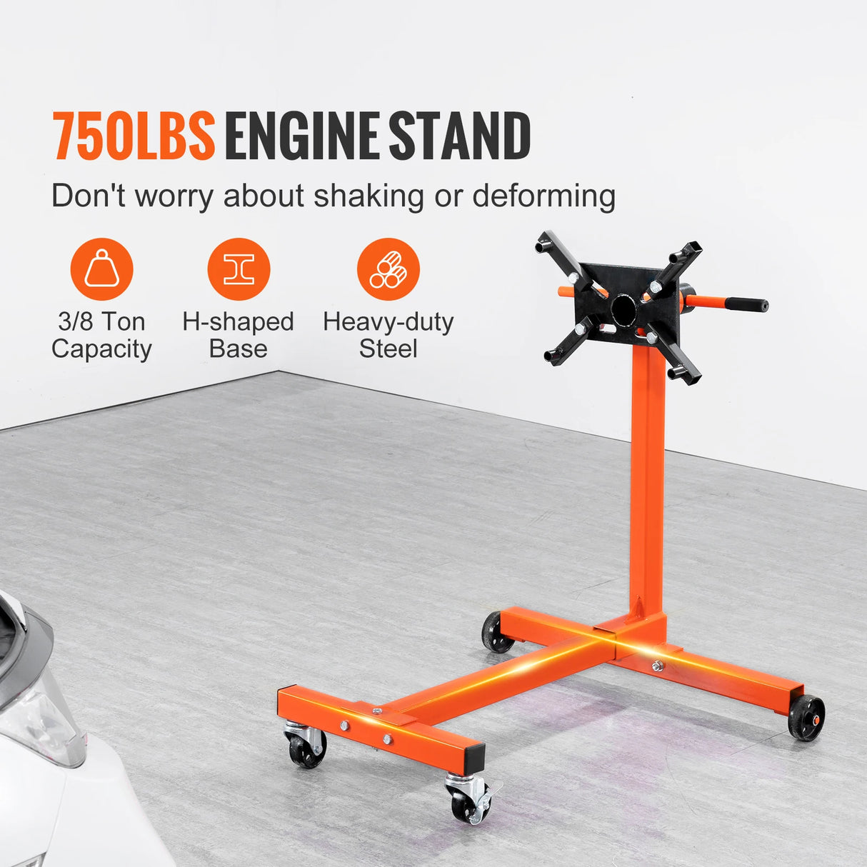 Soporte de Motor SucceBuy 750/1300/1500 lb – Caballete Giratorio 360° para Reparación de Vehículos