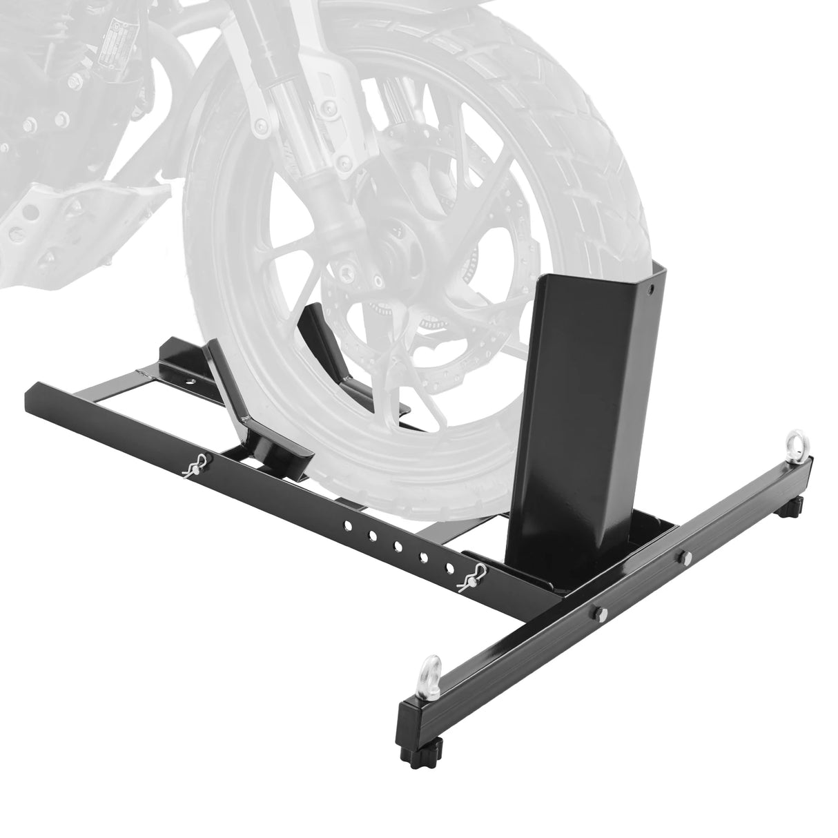 Soporte para Rueda Delantera de Motocicleta SucceBuy 1800 lb – Caballete Vertical de Acero Ajustable, Estabilizador de Moto para Garaje y Transporte