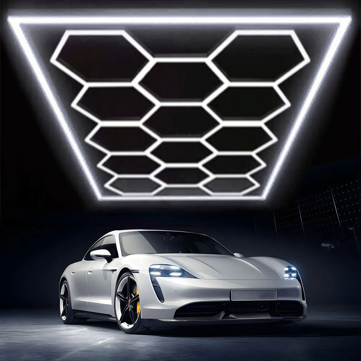 Kit 14 Paneles LED Hexagonales 680W – Iluminación Panal 6500K para Garaje, Taller, Estudio y Techo