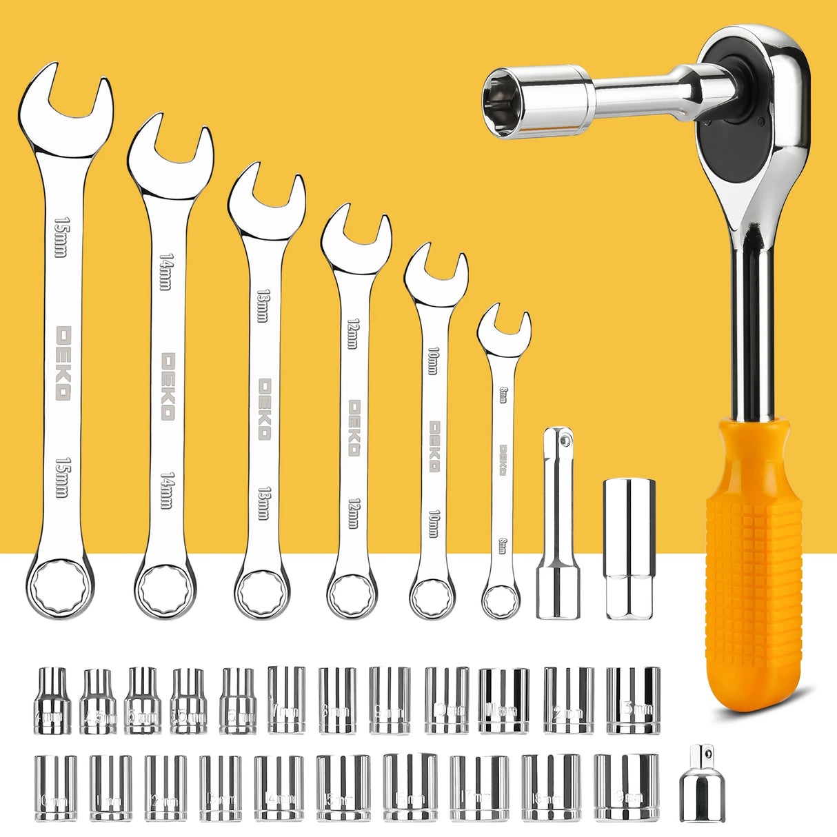 Maletín de Herramientas DEKO 228 Piezas – Juego Completo de Llaves de Vaso para Reparación de Automóviles con Estuche