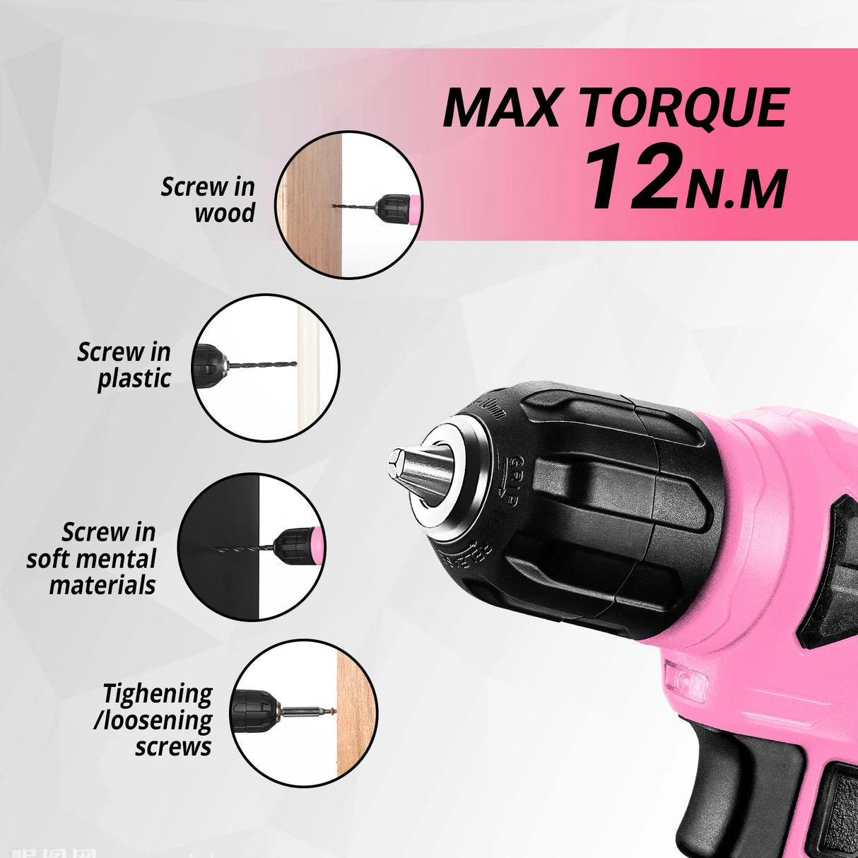 DEKO DKMT126 Kit de Herramientas 126 Piezas con Taladro Inalámbrico 8V y Accesorios para Bricolaje y Hogar