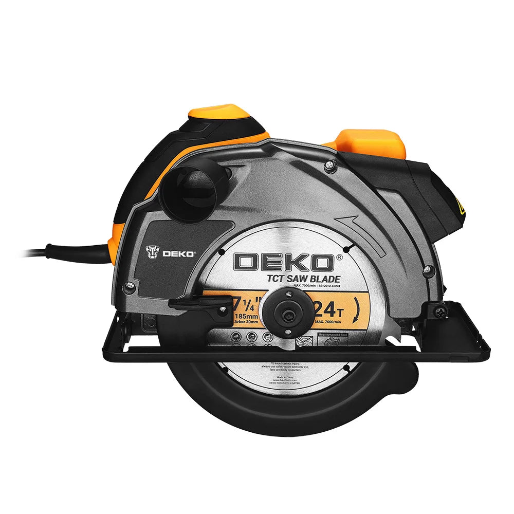 Sierra Circular DEKO 185 mm 1200W – Cortadora Eléctrica con Mango Auxiliar Serie DKCS